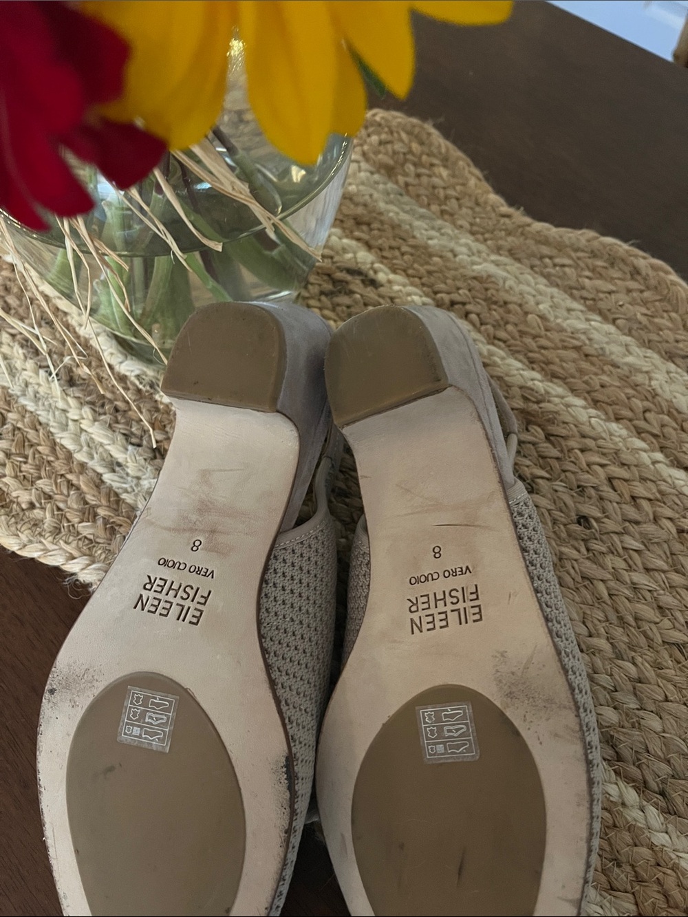 Eileen Fisher Beige Knit Slingback Mules - Picture 3 of 3